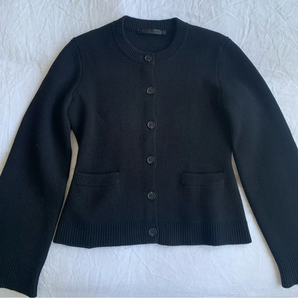 Jenni Kayne Cooper Wool Cashmere Crewneck Button Knit Cardigan Sweater Black - Picture 7 of 14